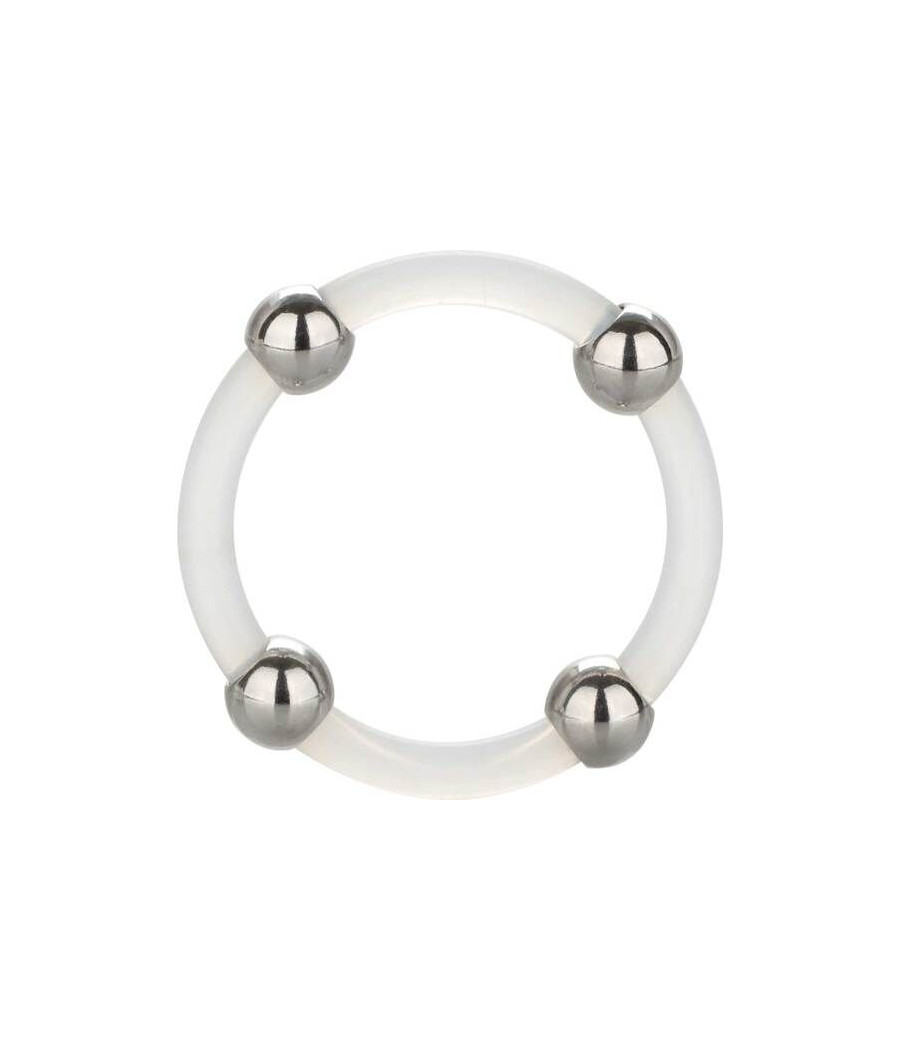 CALEXOTICS - ANILLO DE SILICONA CON CUENTAS DE ACERO TALLA L