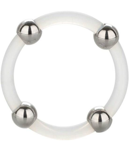 CALEXOTICS - ANILLO DE SILICONA CON CUENTAS DE ACERO TALLA L