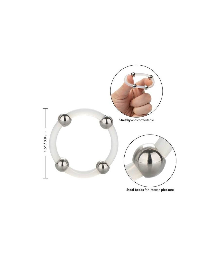 CALEXOTICS - ANELLO IN SILICONE CON PERLINE IN ACCIAIO L