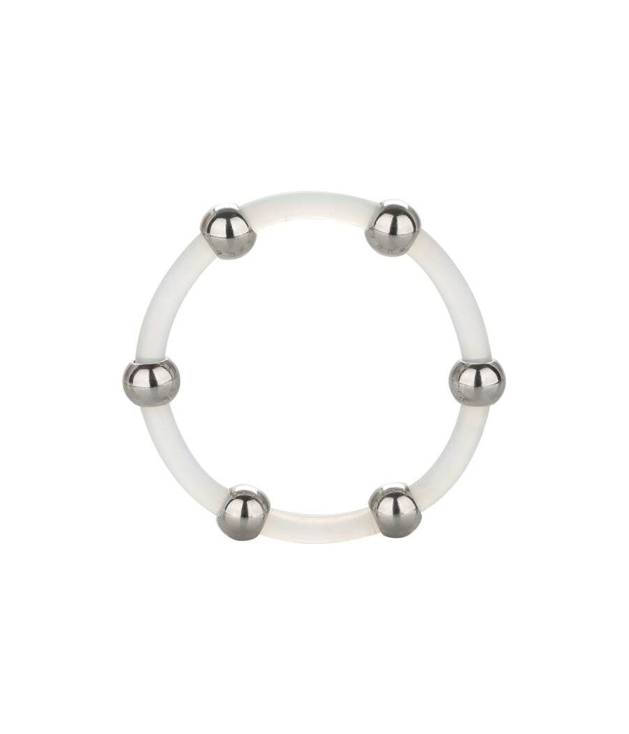 CALEXOTICS - ANILLO DE SILICONA CON CUENTAS DE ACERO TALLA XL