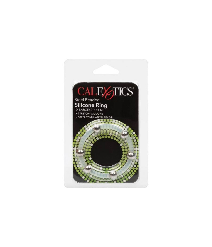 CALEXOTICS - ANILLO DE SILICONA CON CUENTAS DE ACERO TALLA XL