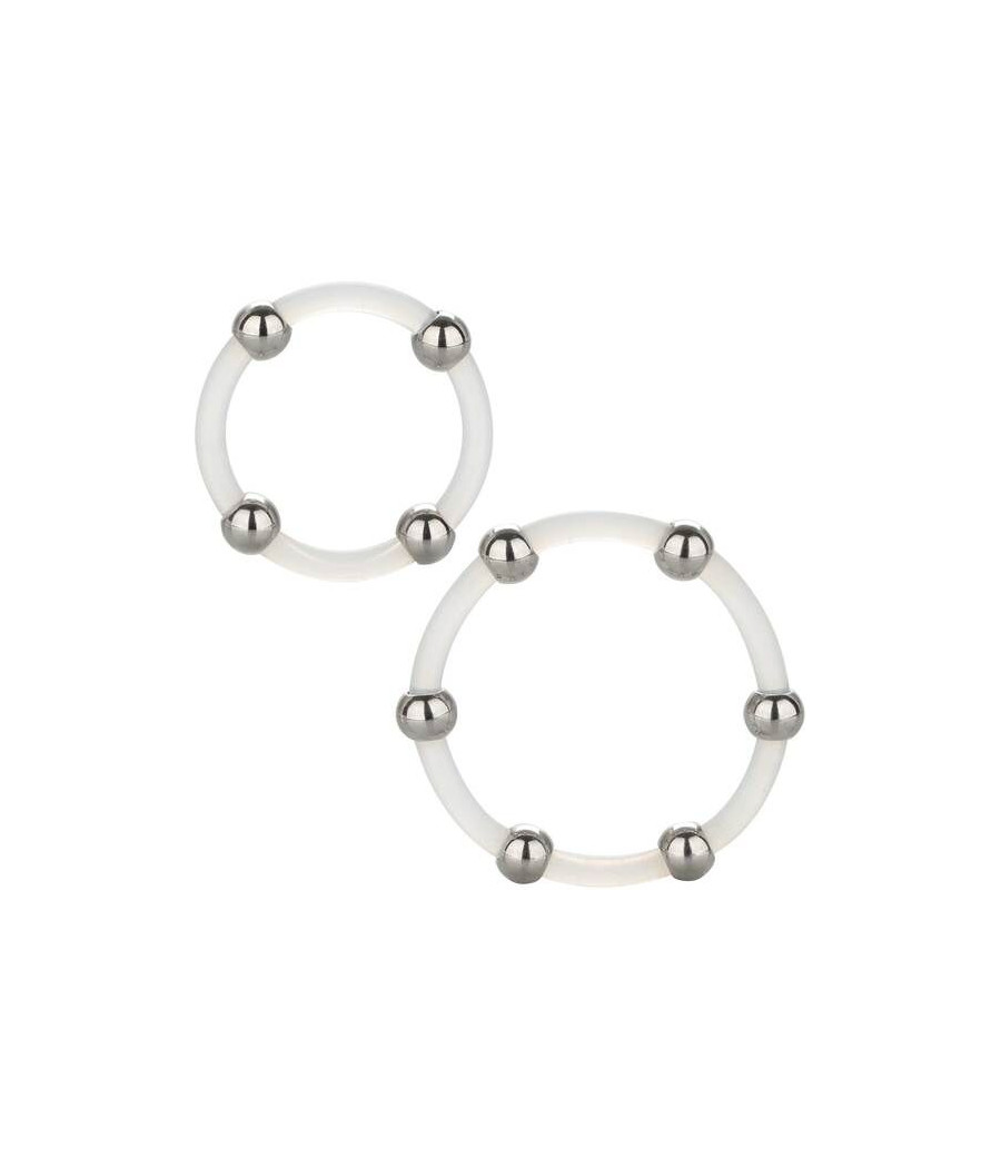 CALEXOTICS - KIT DE 2 UDS ANILLO DE SILICONA CON CUENTAS DE ACERO