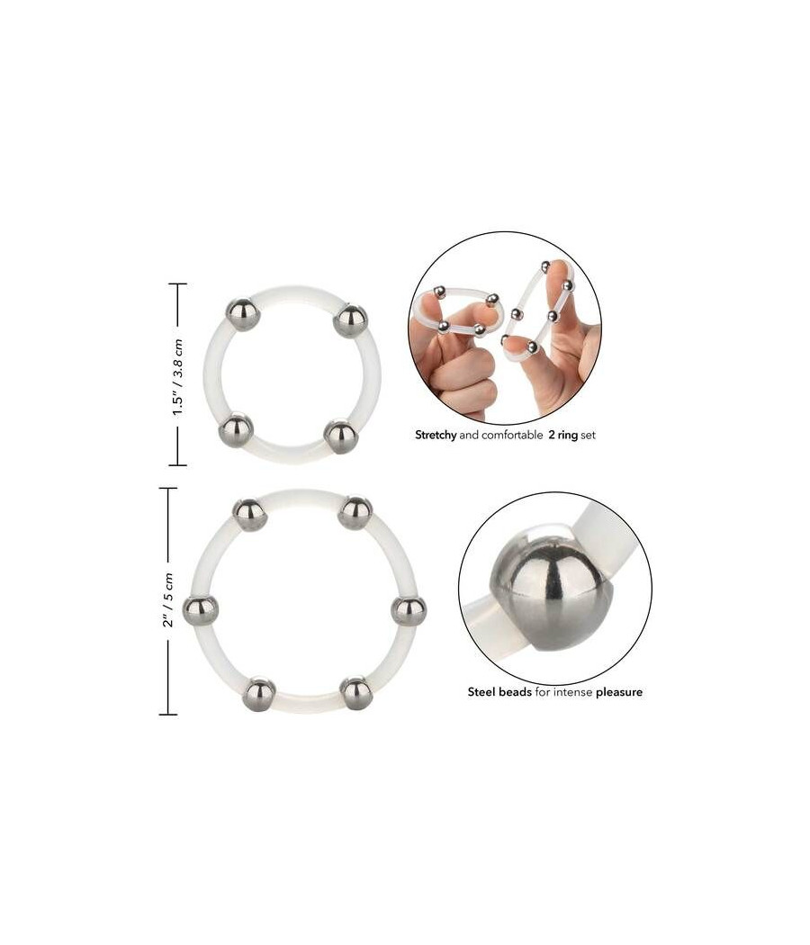 CALEXOTICS - ENSEMBLE DE BAGUES EN SILICONE PERLÉES EN ACIER