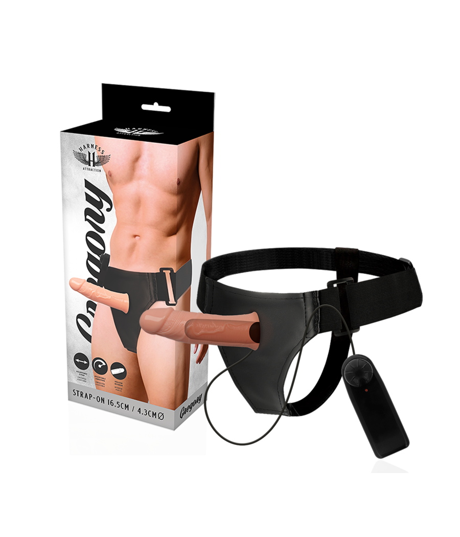 HARNESS ATTRACTION - GREGORY HOLLOW RNES WITH VIBRATOR 16.5 CM -O- 4.3 CM