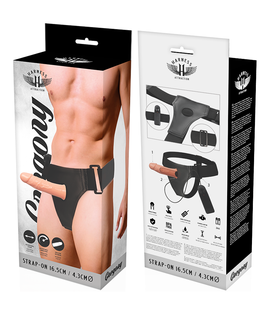 HARNESS ATTRACTION - ARNÉS  HUECO GREGORY CON VIBRADOR 16.5 CM -O- 4.3 CM