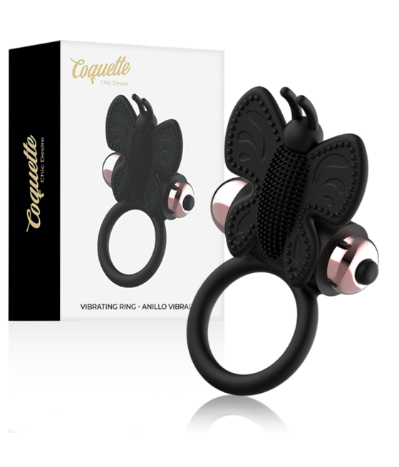 COQUETTE CHIC DESIRE - ANELLO CAZZO FARFALLA CON VIBRATORE NERO/ORO