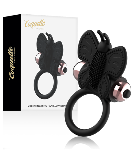 COQUETTE CHIC DESIRE - ANELLO CAZZO FARFALLA CON VIBRATORE NERO/ORO