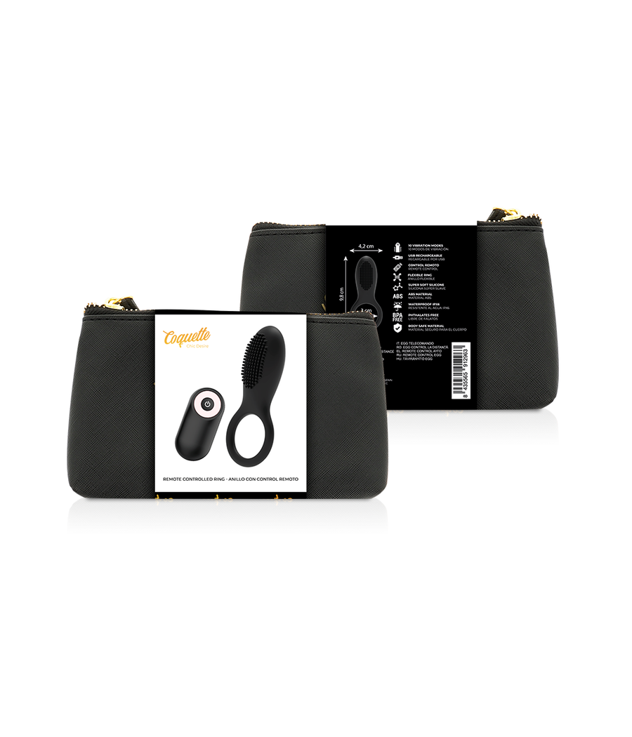 COQUETTE CHIC DESIRE - COCKRING TÉLÉCOMMANDE RECHARGEABLE NOIR/ OR