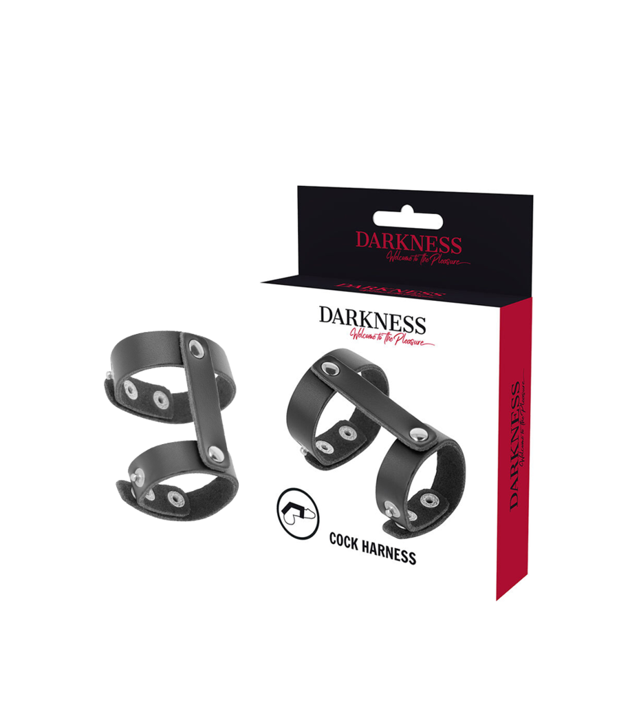 DARKNESS - VERSTELLBARER PENIS- UND HODENRING AUS LEDER