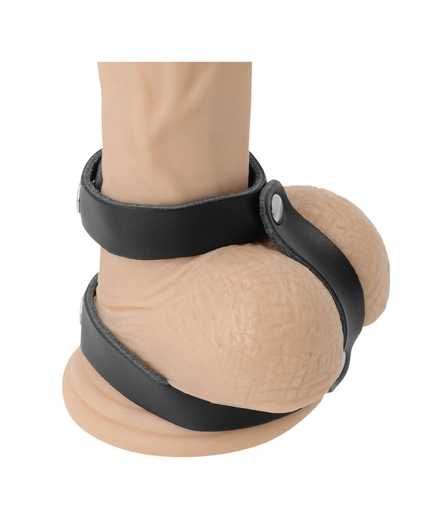 DARKNESS - VERSTELLBARER PENIS- UND HODENRING AUS LEDER