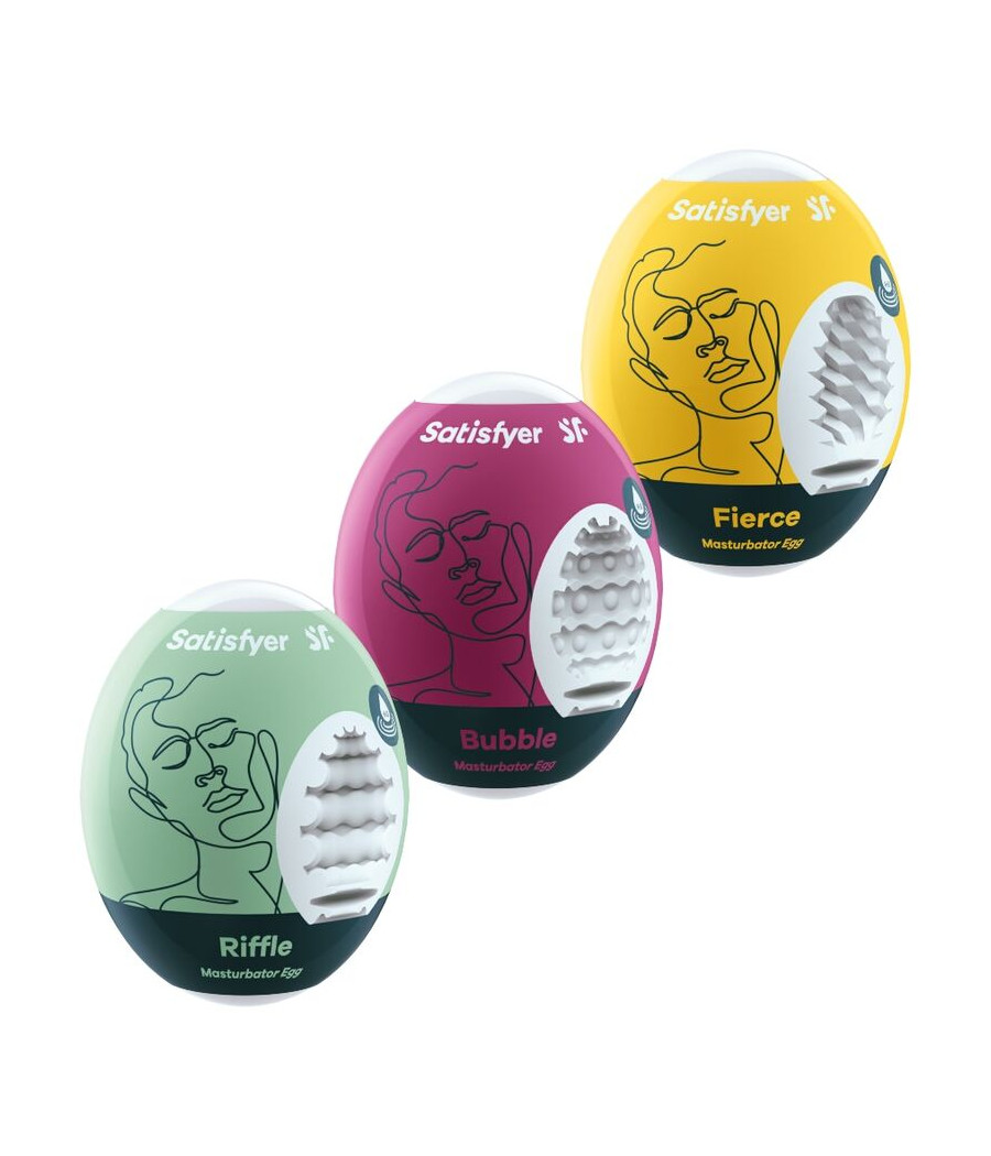 SATISFYER - 3 UOVA MASTURBATORI RIFFLE, BUBBLE E FIERCE