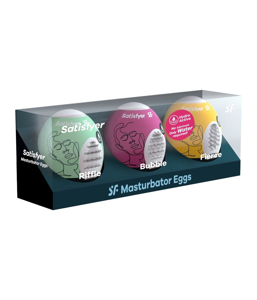 SATISFYER - 3 MASTURBATOR EIER RIFFLE, BUBBLE & FIERCE