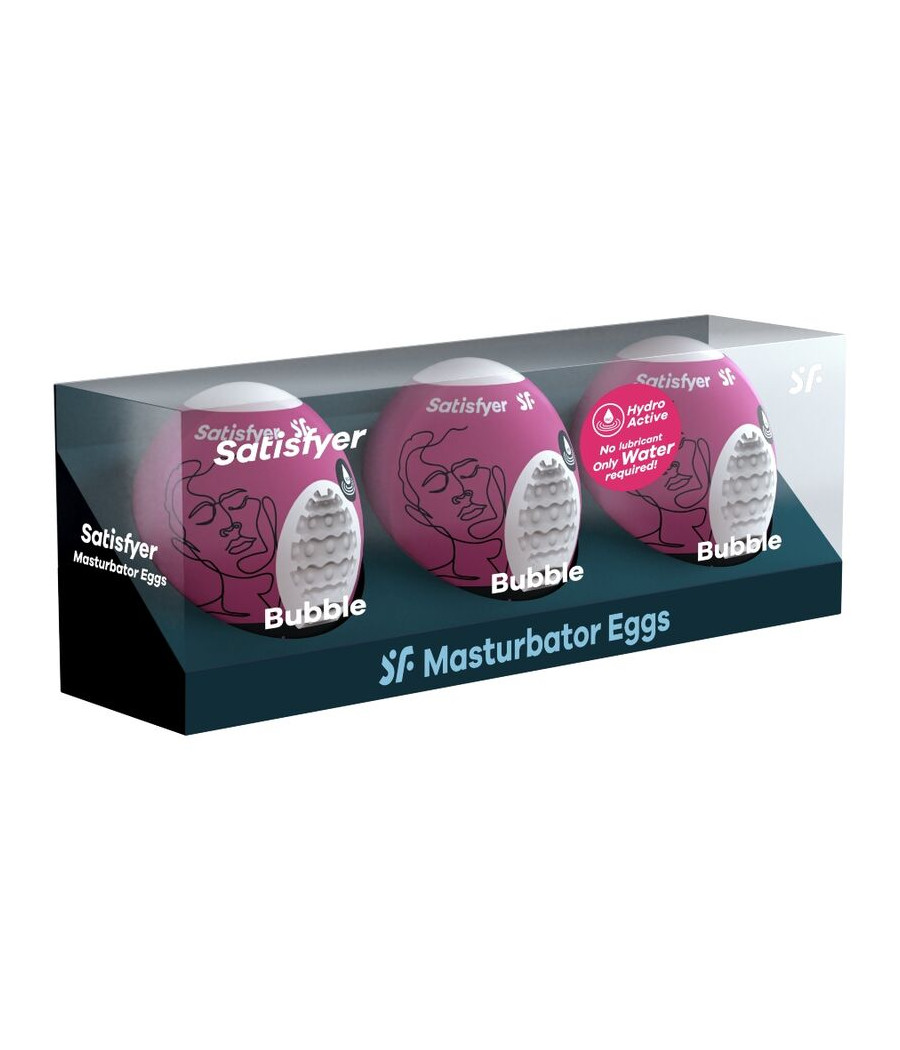 SATISFYER - 3 HUEVOS MASTURBADORES BUBBLE