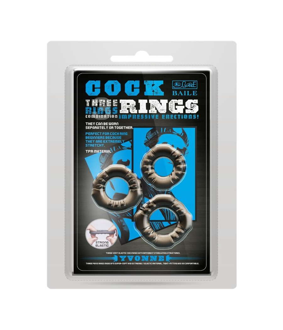 BAILE - COCK RINGS YVONNE SET 3 PENIS RINGS
