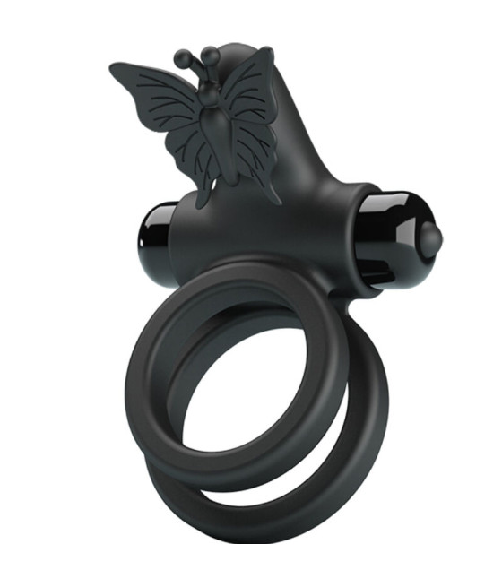PRETTY LOVE - DOUBLE VIBRATING RING WITH BLACK STIMULATOR