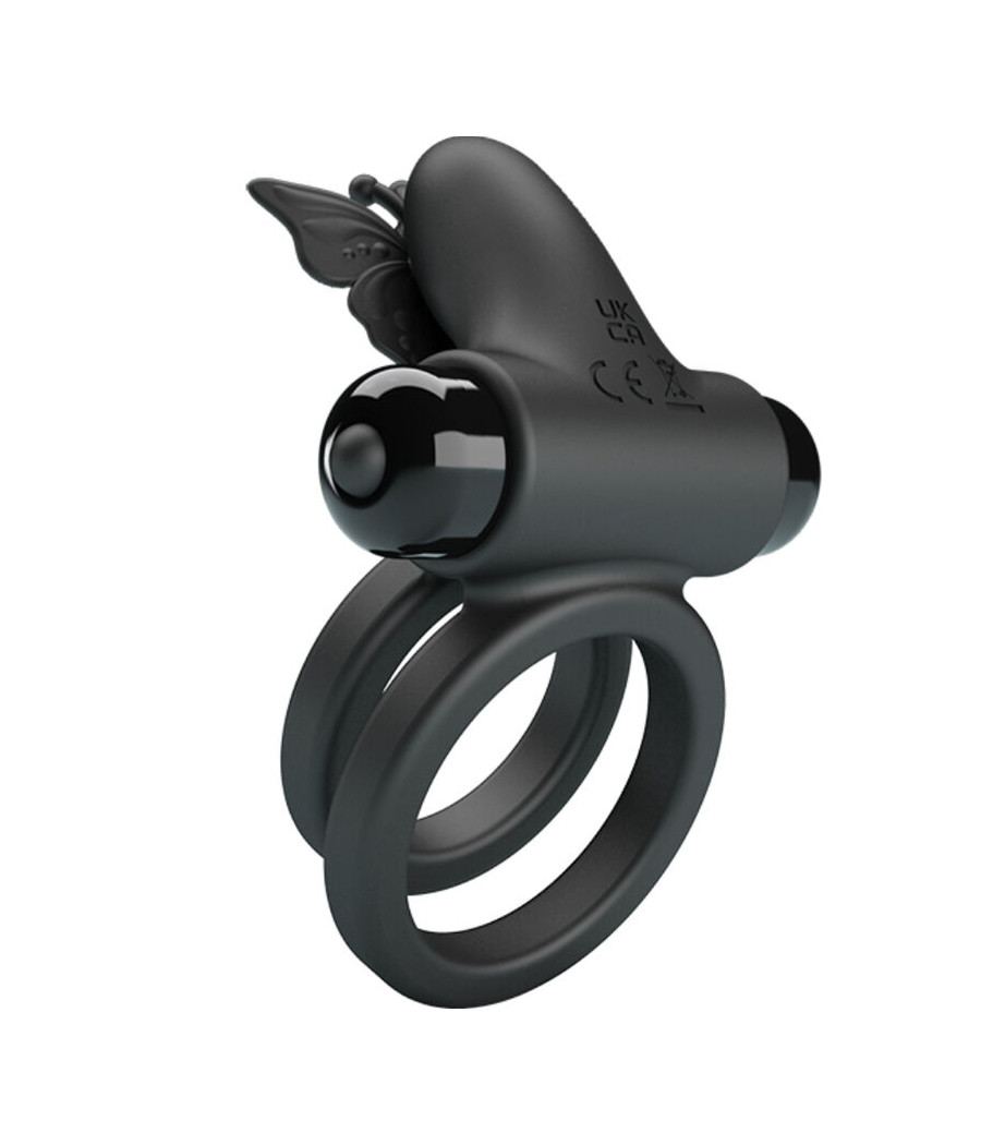 PRETTY LOVE - DOUBLE ANNEAU VIBRANT AVEC STIMULATEUR NOIR