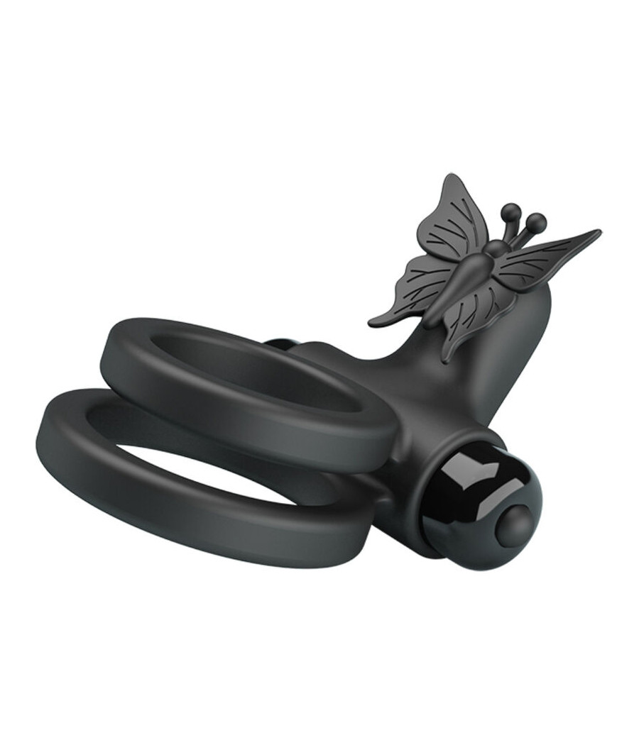 PRETTY LOVE - DOPPIO ANELLO VIBRANTE CON STIMOLATORE NERO