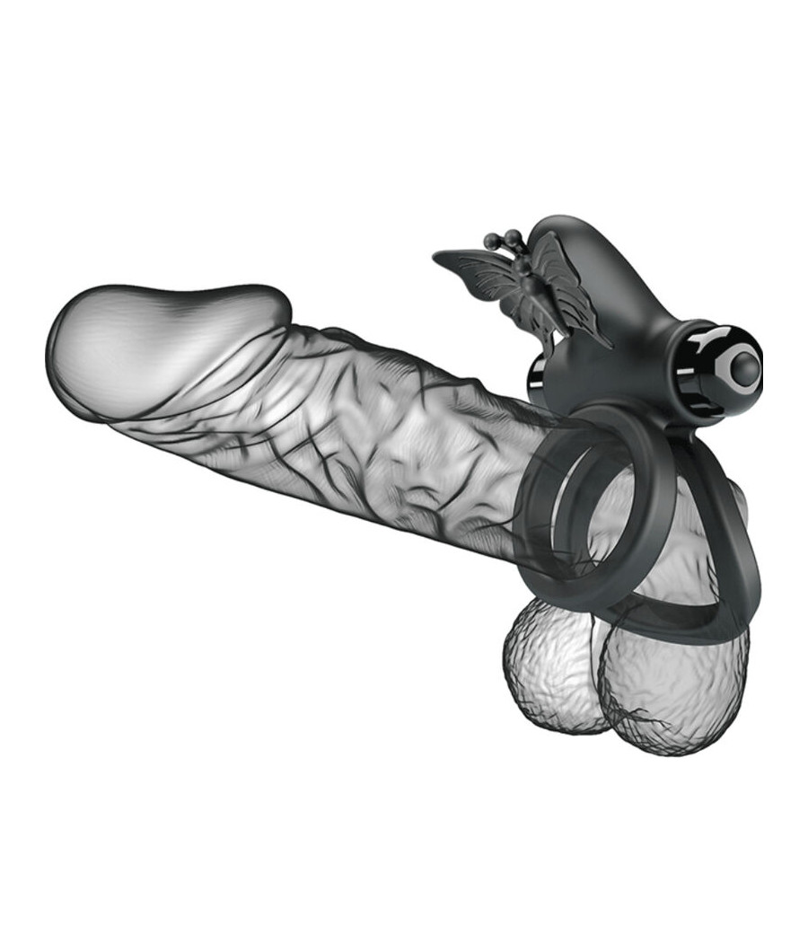 PRETTY LOVE - DOUBLE VIBRATING RING WITH BLACK STIMULATOR