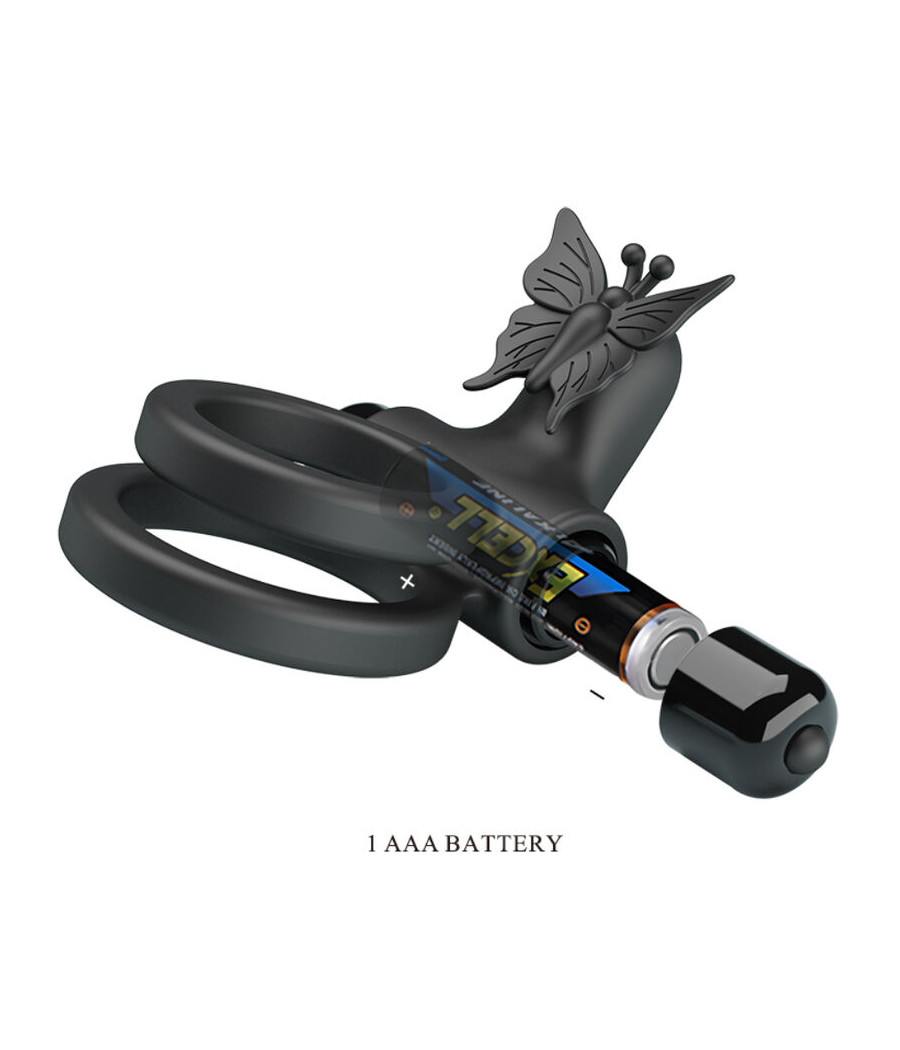 PRETTY LOVE - DOPPIO ANELLO VIBRANTE CON STIMOLATORE NERO