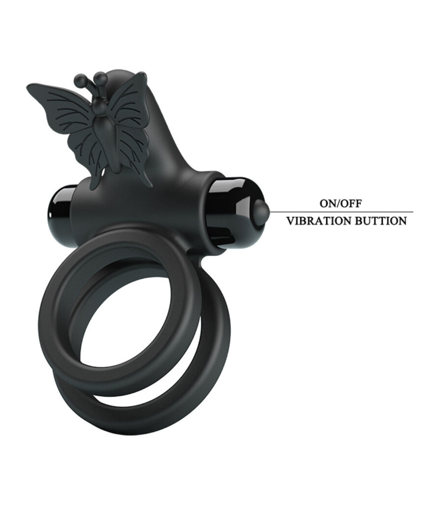 PRETTY LOVE - DOUBLE ANNEAU VIBRANT AVEC STIMULATEUR NOIR