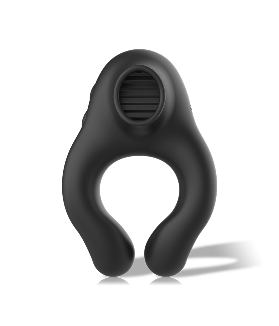 BLACK&SILVER - ANNEAU VIBRATEUR EN SILICONE 3 MOTEURS RECHARGEABLE NOIR