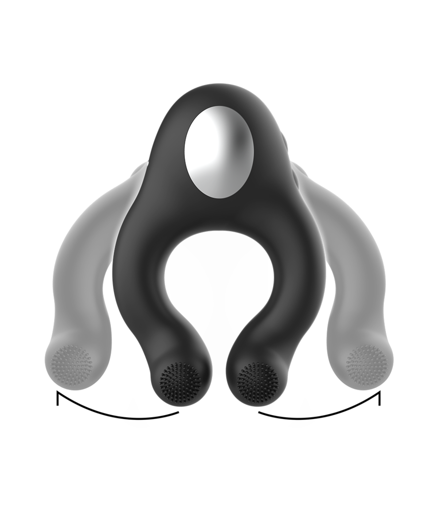 BLACK&SILVER - ANILLO VIBRADOR SILICONA 3 MOTORES RECARGABLE NEGRO