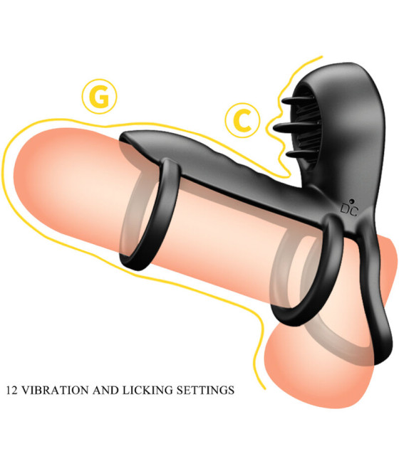 PRETTY LOVE - JAMMY PENIS-HÜLLE 12 VIBRATIONEN MIT WIEDERAUFLADBARER SILIKON-ZUNGE