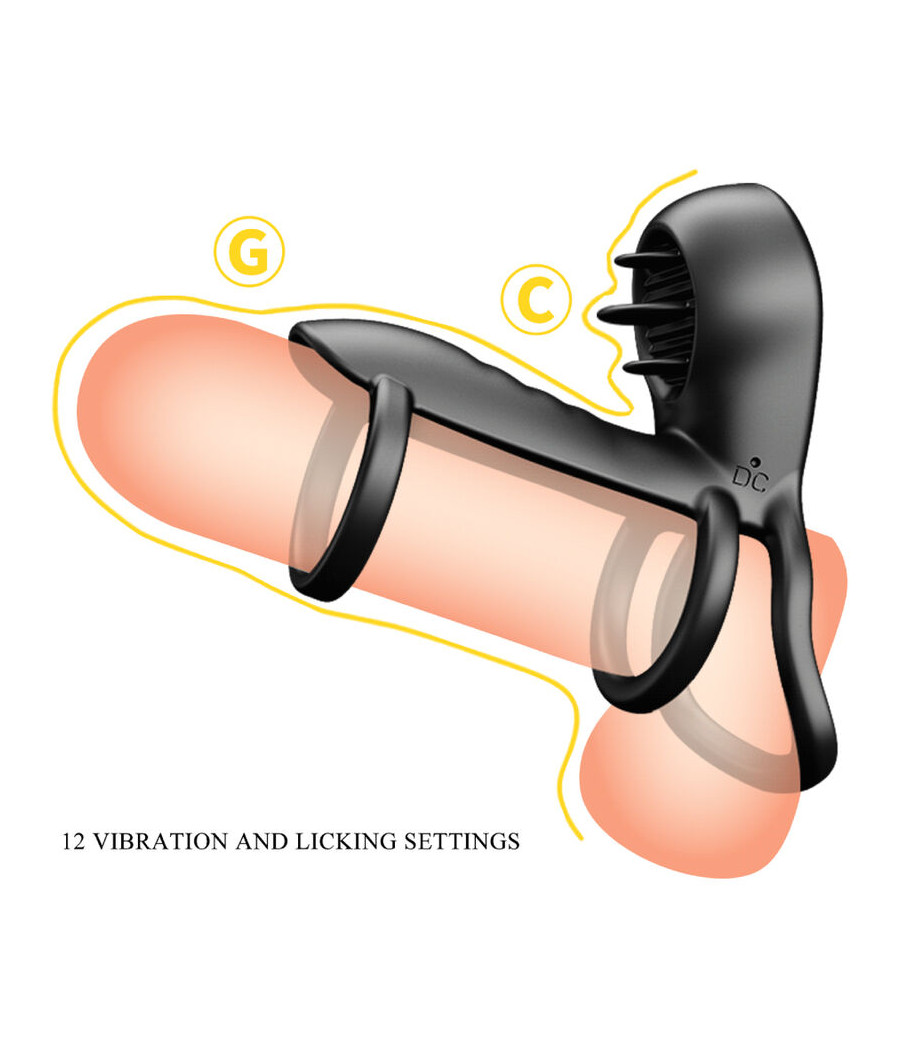 PRETTY LOVE - JAMMY PENIS-HÜLLE 12 VIBRATIONEN MIT WIEDERAUFLADBARER SILIKON-ZUNGE