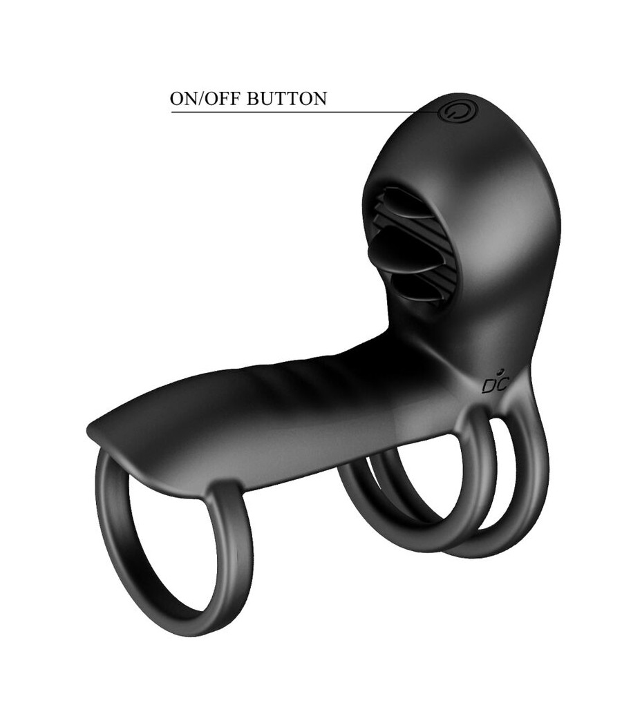 PRETTY LOVE - JAMMY PENIS SHEATH 12 VIBRATIONS WITH RECHARGEABLE SILICONE TONGUE