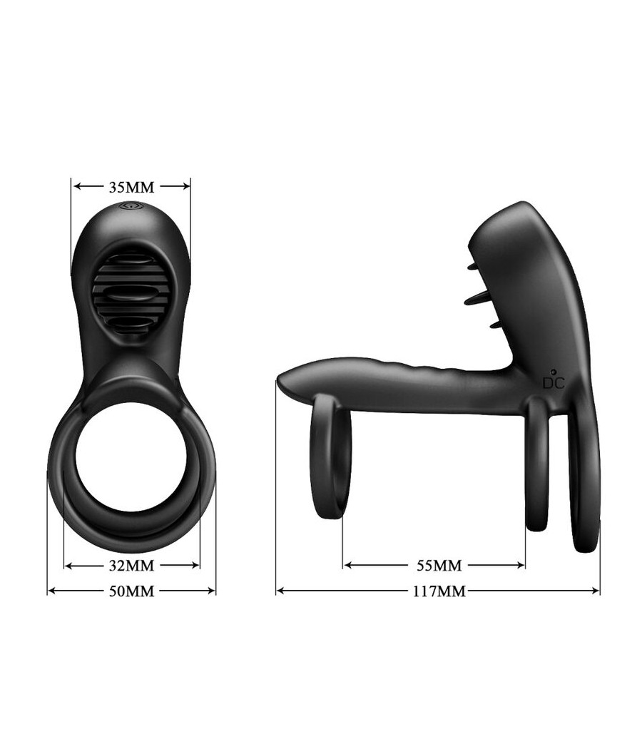 PRETTY LOVE - GAINE PÉNIS JAMMY 12 VIBRATIONS AVEC LANGUE EN SILICONE RECHARGEABLE