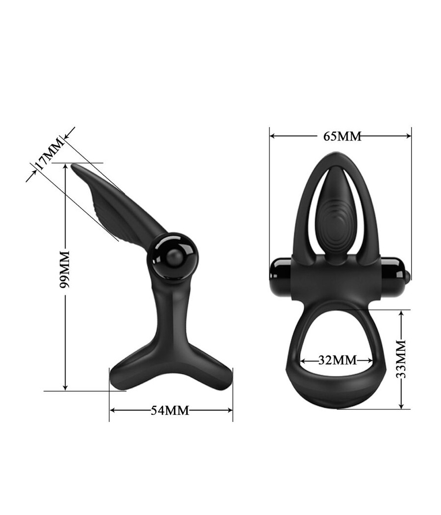 PRETTY LOVE - ANELLO VIBRANTE 10 VIBRAZIONI IN SILICONE NERO