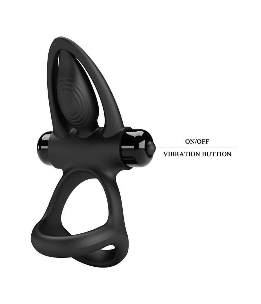 PRETTY LOVE - ANILLO VIBRADOR 10 VIBRACIONES SILICONA NEGRO