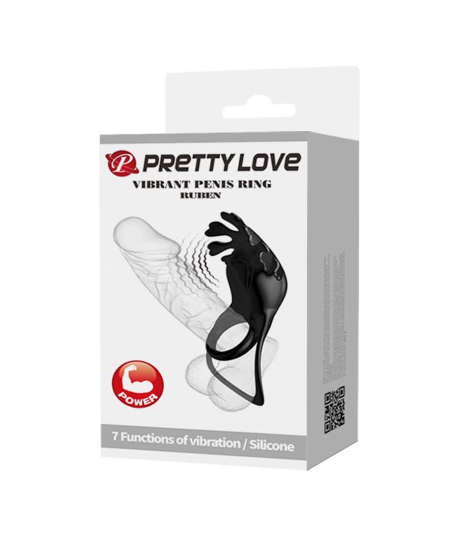 PRETTY LOVE - ANEL VIBRADOR RUBEN 7 VIBRAÕES SILICONE PRETO