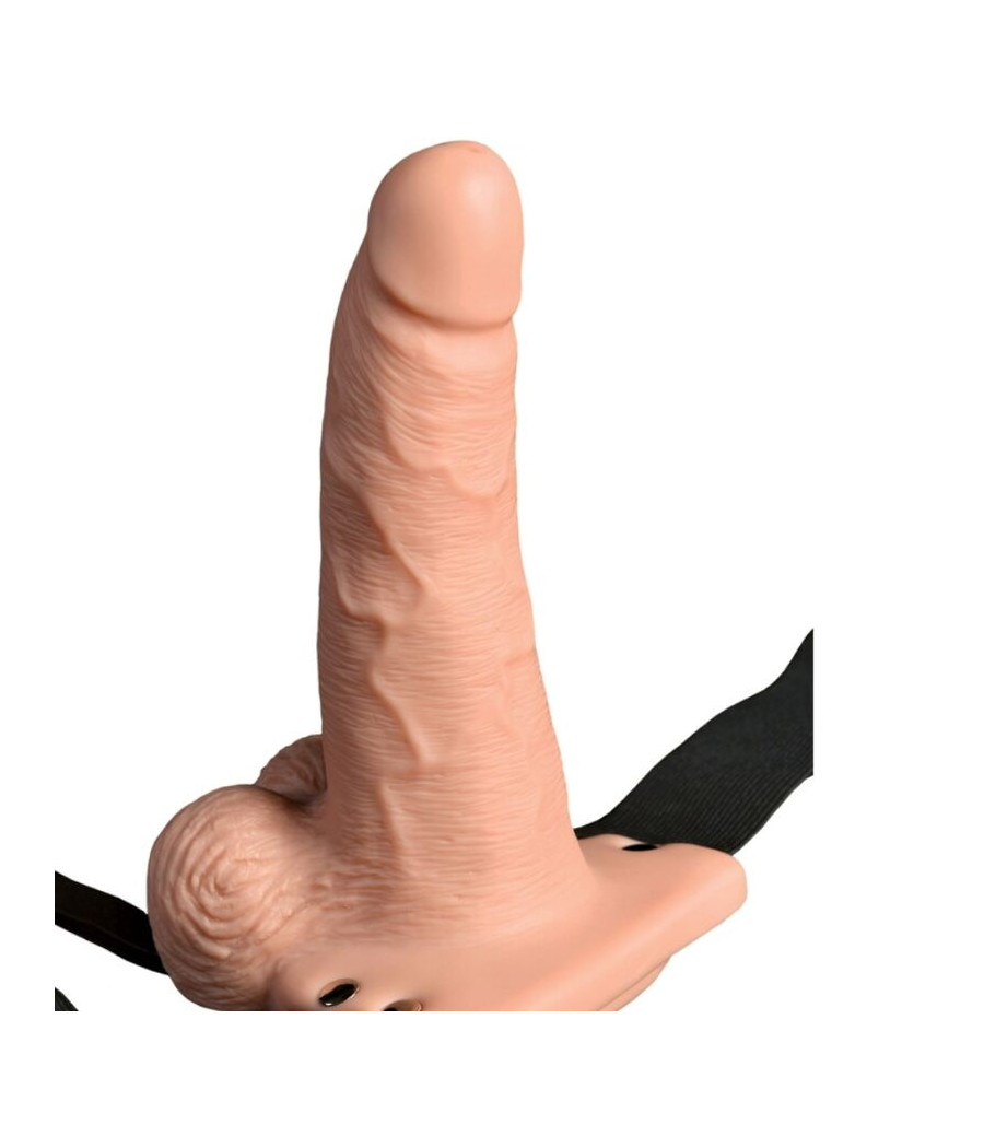 FETISH FANTASY SERIES - ARNÊS AJUSTVEL COM CONTROLE REMOTO PÊNIS REALISTA COM TESTÍCULOS RECARREGVEIS E VIBRADOR 15 CM