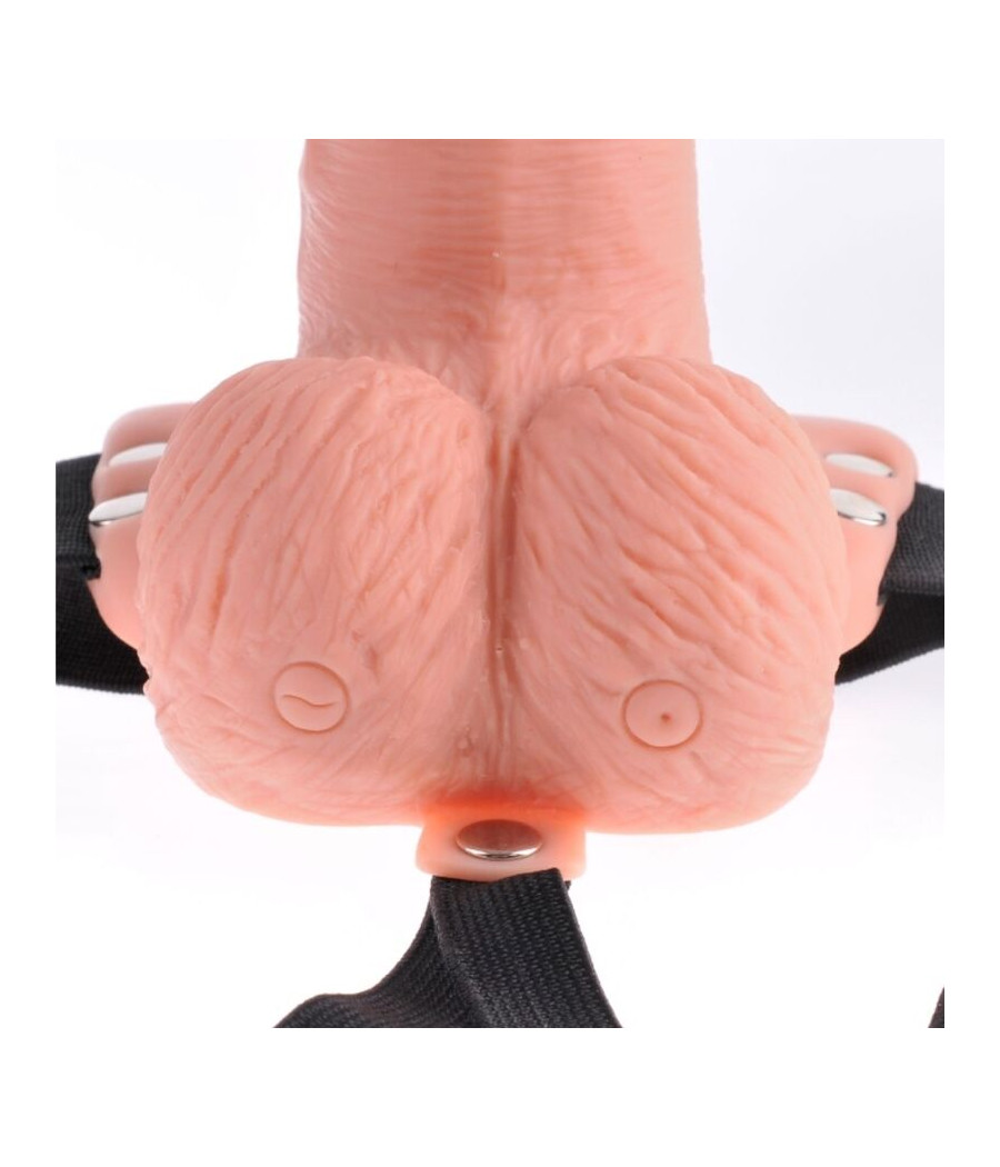 FETISH FANTASY SERIES - ADJUSTABLE HARNESS REMOTE CONTROL REALISTIC PENIS WITH RECHARGEABLE TESTICLES AND VIBRATOR 15 CM