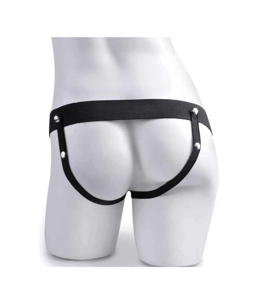 FETISH FANTASY SERIES - VERSTELLBARES GURT MIT FERNBEDIENUNG, REALISTISCHER PENIS MIT WIEDERAUFLADBAREN HODEN UND VIBRATOR 15 CM