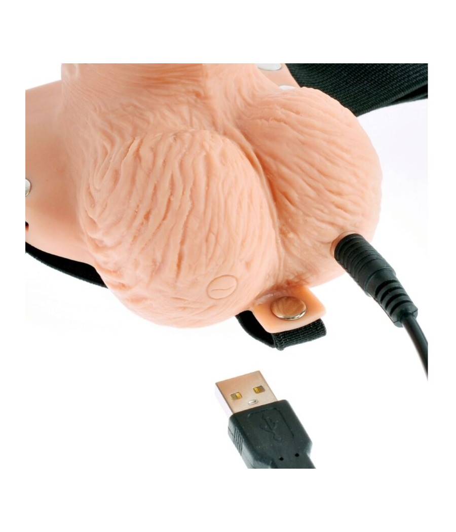 FETISH FANTASY SERIES - ADJUSTABLE HARNESS REMOTE CONTROL REALISTIC PENIS WITH RECHARGEABLE TESTICLES AND VIBRATOR 15 CM