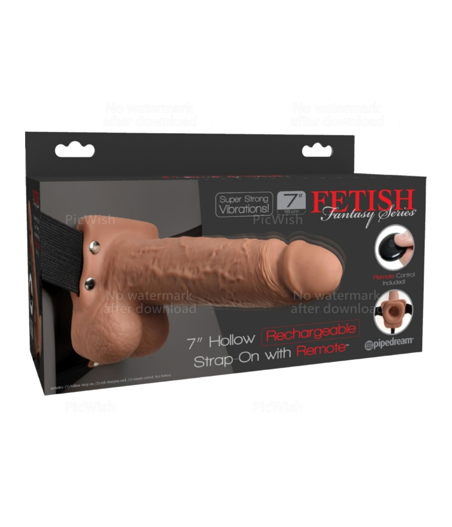 FETISH FANTASY SERIES - VERSTELLBARES GURT REALISTISCHER PENIS MIT WIEDERAUFLADBAREN BLLEN UND VIBRATOR 17,8 CM