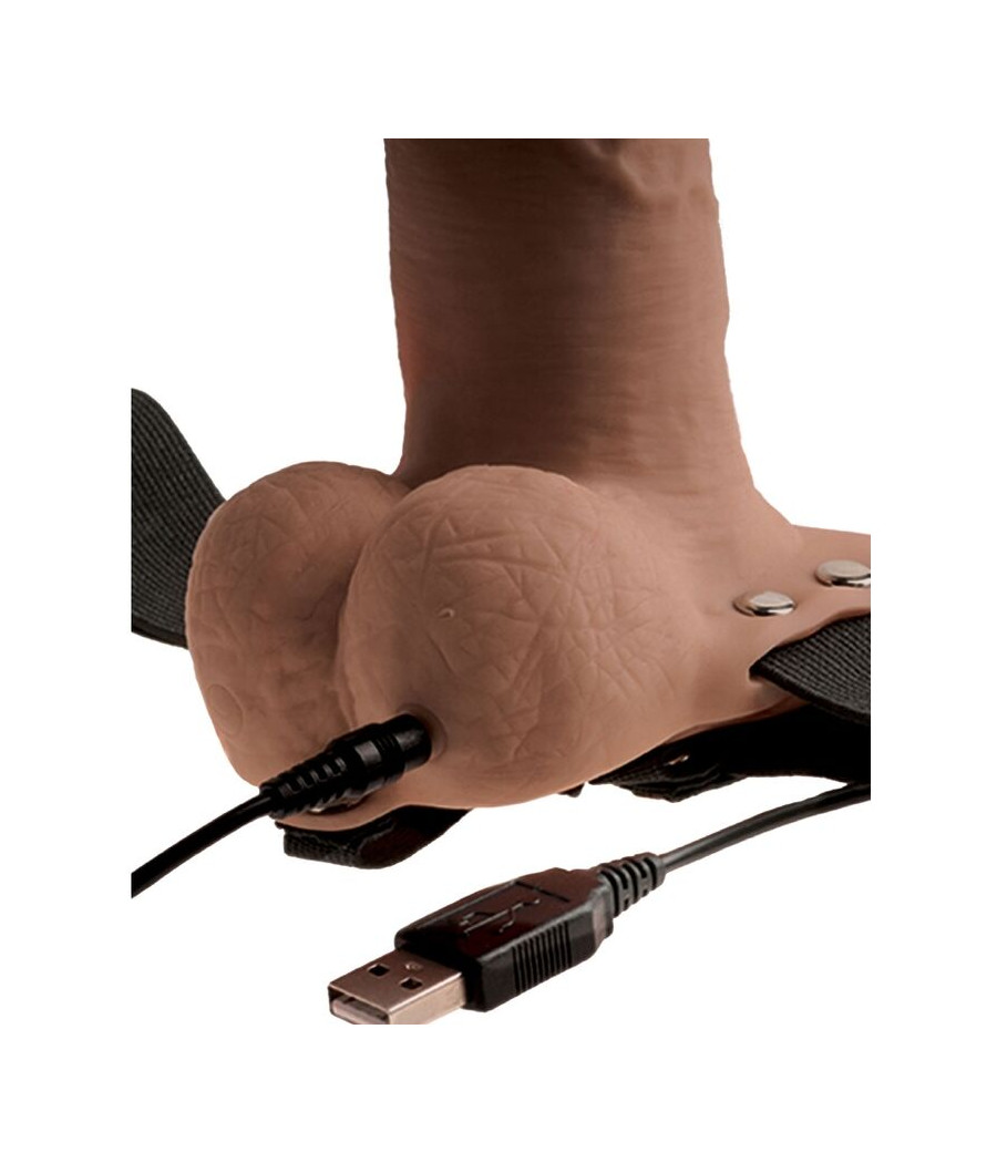 FETISH FANTASY SERIES - VERSTELLBARES GURT REALISTISCHER PENIS MIT WIEDERAUFLADBAREN HODEN UND VIBRATOR 15 CM