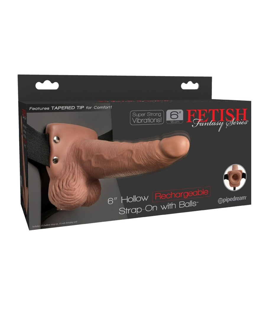 FETISH FANTASY SERIES - IMBRACATURA REGOLABILE PENE REALISTICO CON TESTICOLI RICARICABILI E VIBRATORE 15 CM