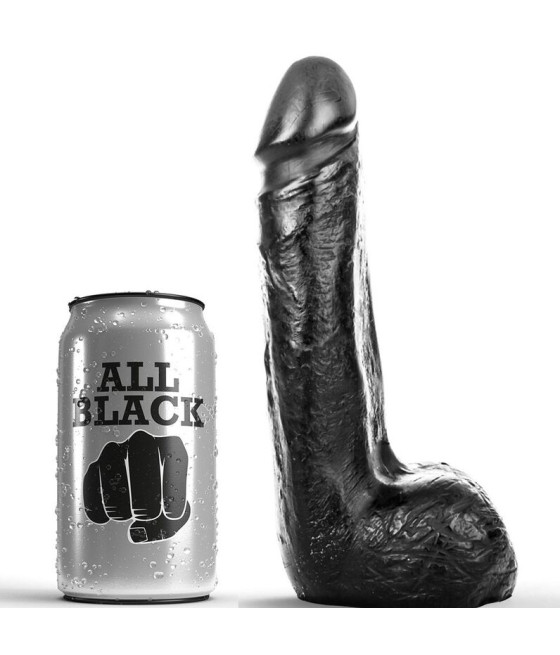 ALL BLACK - DILDO REALÍSTICO NEGRO SUAVE 20 CM