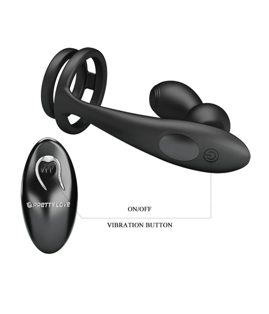 PRETTY LOVE - MARSHALL PENIS RING WITH VIBRATORY ANAL PLUG WITH REMOTE CONTROL