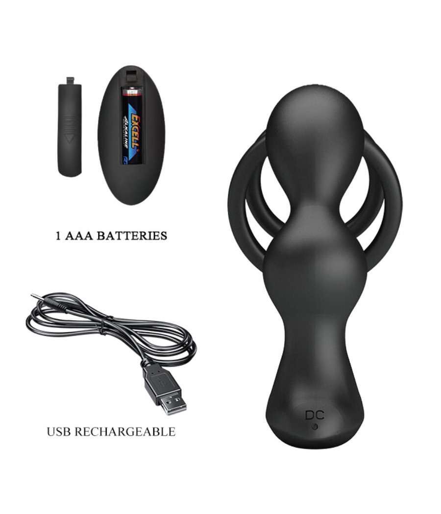 PRETTY LOVE - ANEL PARA PÊNIS MARSHALL COM PLUG ANAL VIBRATÓRIO COM CONTROLE REMOTO