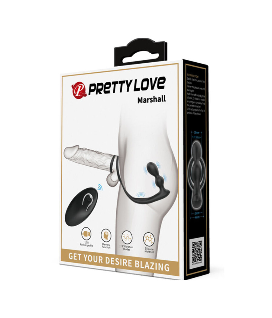 PRETTY LOVE - MARSHALL PENIS RING WITH VIBRATORY ANAL PLUG WITH REMOTE CONTROL