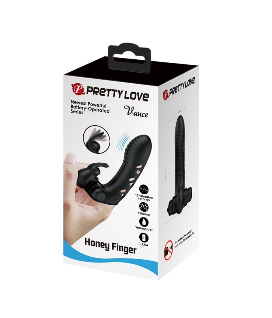 PRETTY LOVE - COPERTURA PER DITA VIBRATORE CONIGLIO NERO VANCE