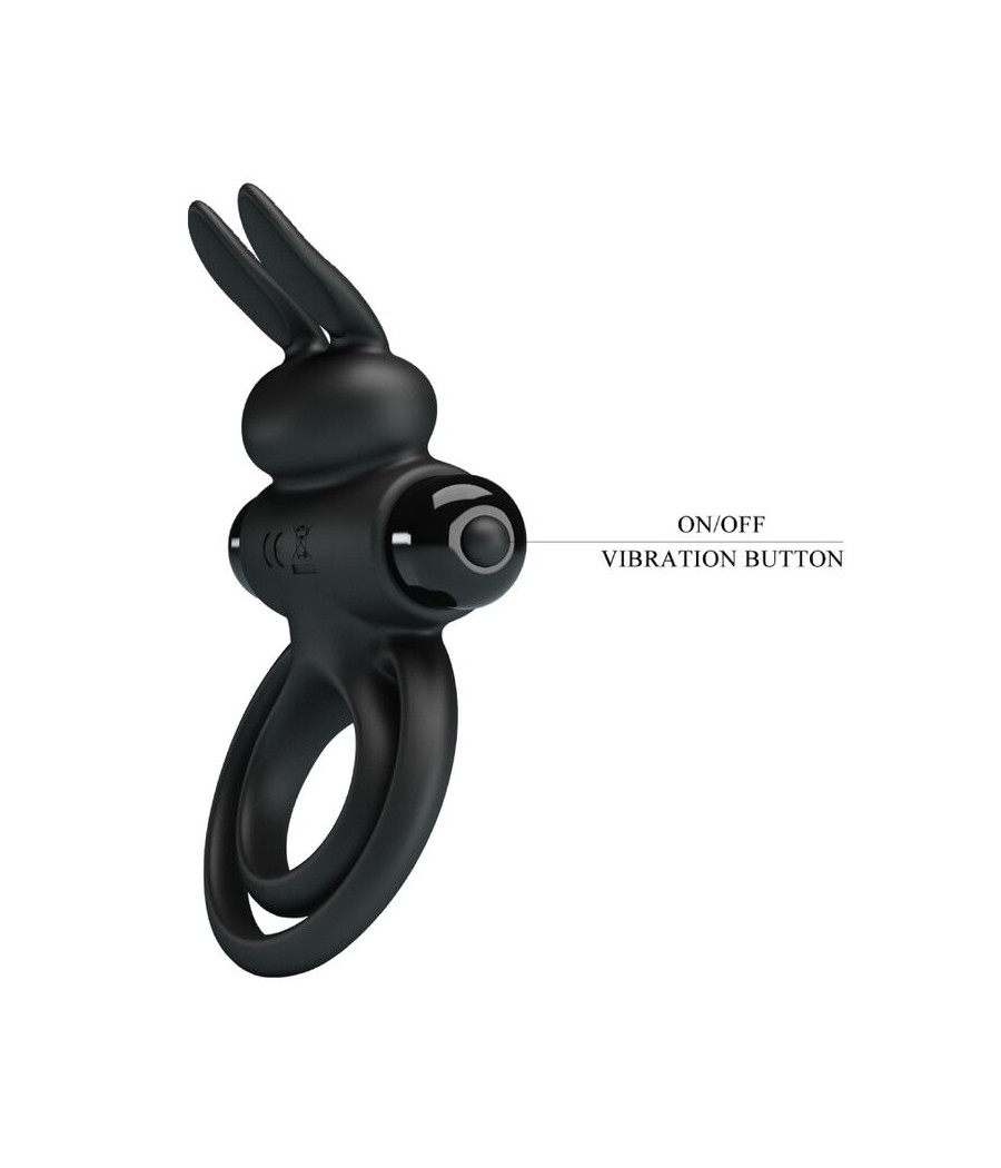 PRETTY LOVE - ANILLO VIBRADOR III CONEJO PARA PENE NEGRO