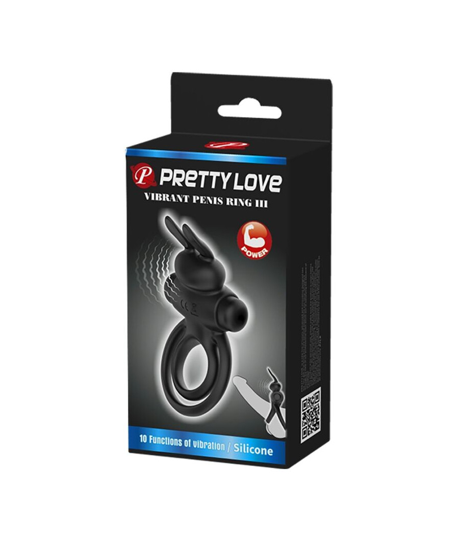 PRETTY LOVE - VIBRATOR III KANINCHENRING FÜR SCHWARZEN PENIS