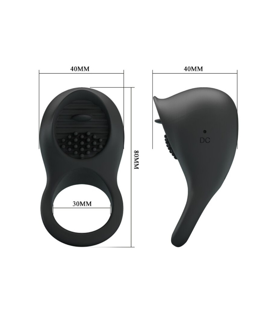 PRETTY LOVE - ANILLO VIBRADOR PARA PENE CON LENGUA NEGRO