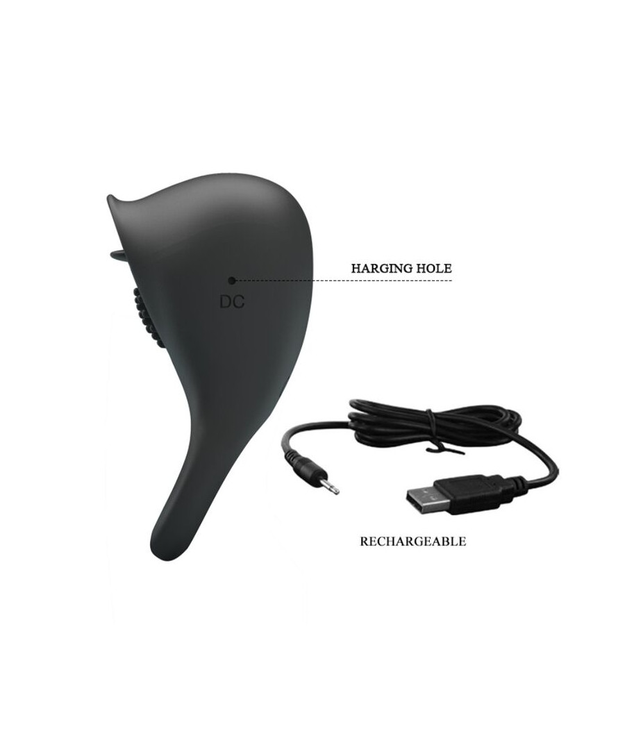 PRETTY LOVE - VIBRATING PENIS RING WITH BLACK TONGUE