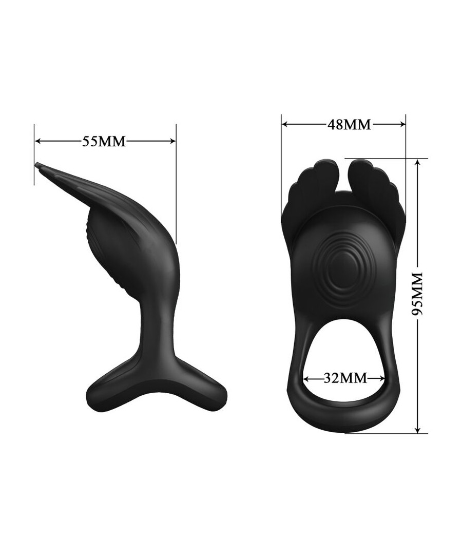 PRETTY LOVE - SILAS ANEL PARA PÊNIS VIBRANTE 7 VIBRAÕES SILICONE PRETO